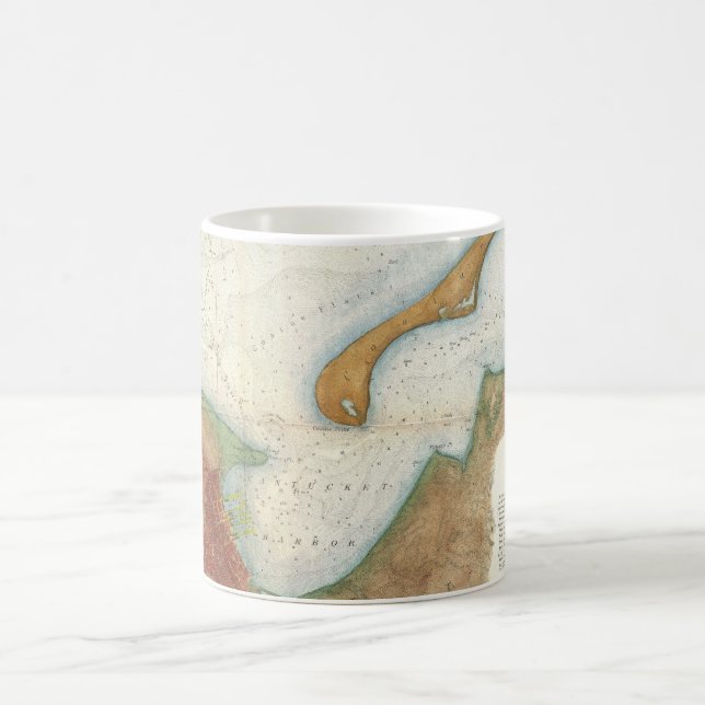 Caneca De Café Mapa Antigo do Porto de Nantucket (Centro)