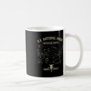 Caneca De Café Mapa Antigo dos Parques Nacionais - Acampamento Am