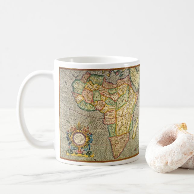 Caneca De Café Mapa Antiquado Gerardus Mercator da África (Com Donut)
