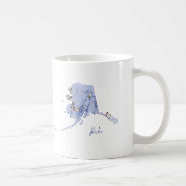 Caneca De Café Mapa azul & Dourado do estado de Alaska (Direita)