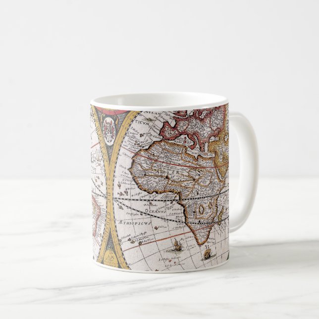 Caneca De Café Mapa Celestial Antigo com Diagramas do Zodíaco (Frente Esquerda)