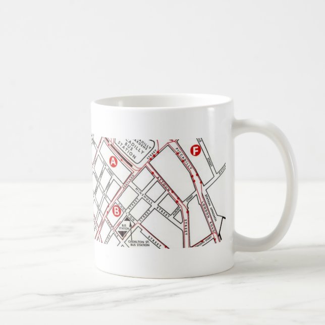 Caneca De Café Mapa central de Manchester (Direita)
