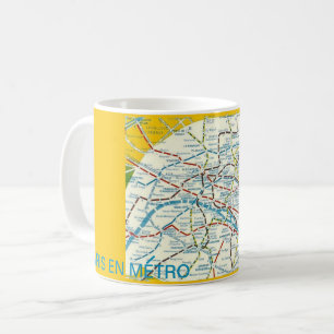Caneca De Café Mapa Colorido das Linhas do Metrô em Paris França 