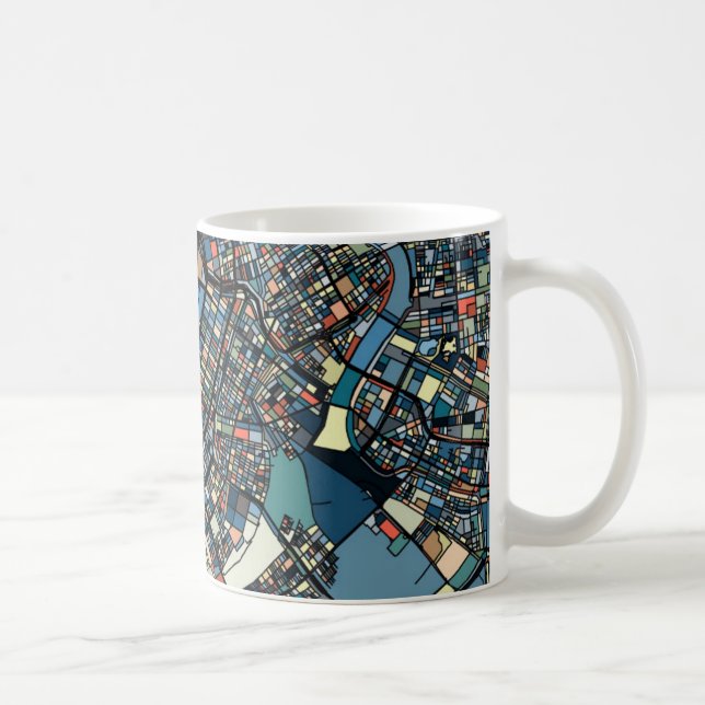 Caneca De Café Mapa colorido de Tokyo (Direita)