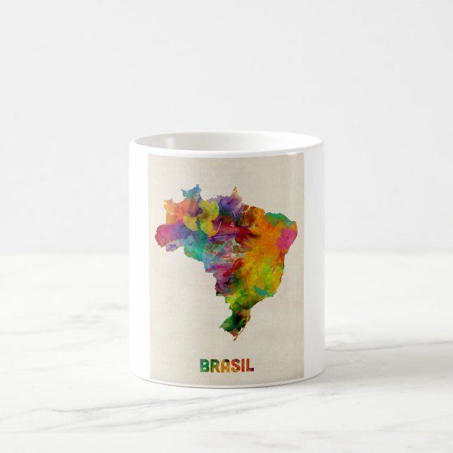 Caneca De Café Mapa da aguarela de Brasil (Centro)