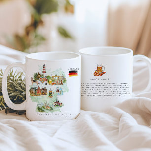 Caneca De Café Mapa da Alemanha Ilustrado em Aquarela Monograma