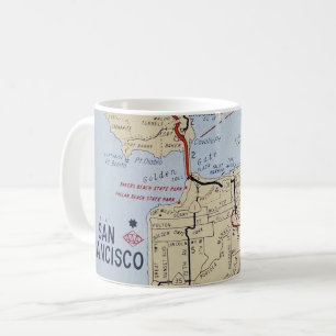 Caneca De Café Mapa da Área de São Francisco 