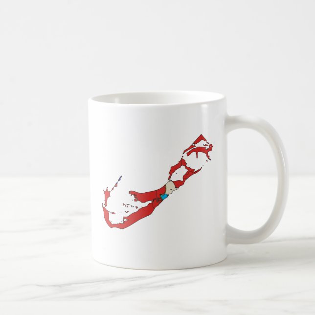 Caneca De Café Mapa da bandeira de Bermuda sem redução (Direita)