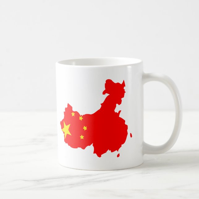 Caneca De Café Mapa da bandeira de China (Direita)