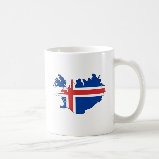 Caneca De Café Mapa da bandeira de Islândia sem redução (Direita)