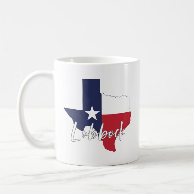 Caneca De Café Mapa da bandeira de Lubbock, Texas (Esquerda)