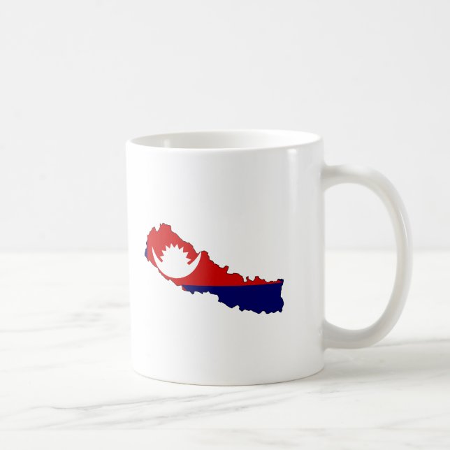 Caneca De Café Mapa da bandeira de Nepal (Direita)