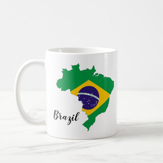 Caneca De Café Mapa da bandeira do Brasil (Esquerda)