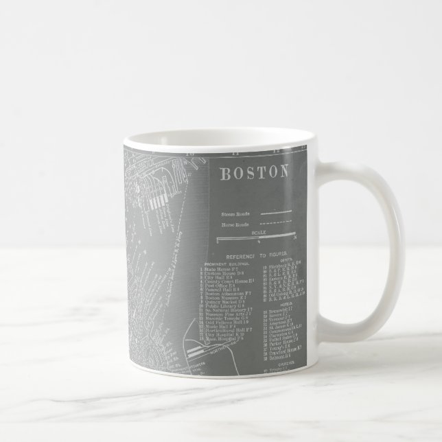 Caneca De Café Mapa da Cidade de Boston (Direita)