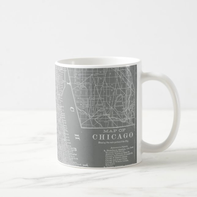 Caneca De Café Mapa da cidade de Chicago (Direita)