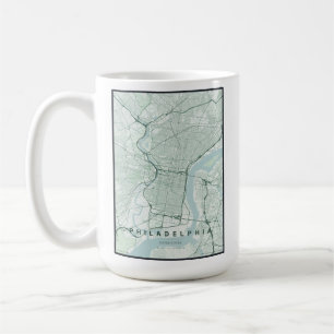 Caneca De Café Mapa da Cidade de Filadélfia EUA Design Minimalist
