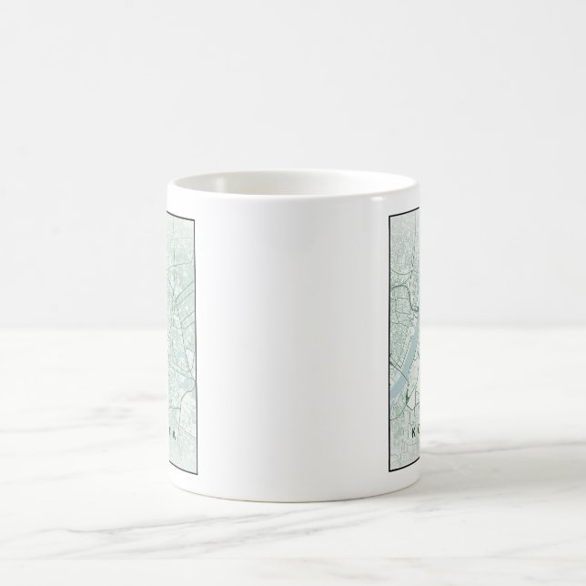 Caneca De Café Mapa da Cidade de Kolkata na Índia Design Minimali (Centro)