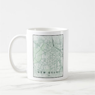 Caneca De Café Mapa da Cidade de Nova Deli na Índia em Design Min