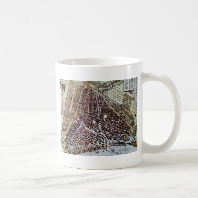 Caneca De Café Mapa da cidade de réplica de Roterdão 1652 (Direita)