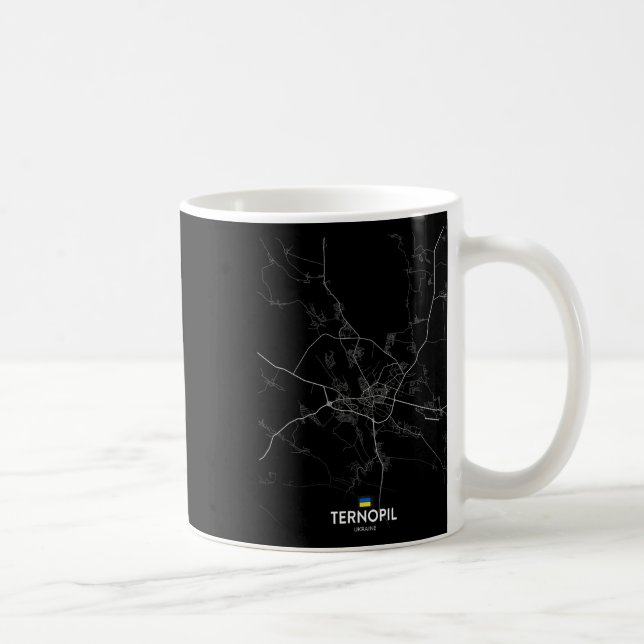 Caneca De Café Mapa da Cidade de Ternopil Ucrânia Presente de Via (Direita)