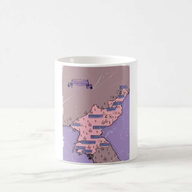 Caneca De Café Mapa da Coreia do Norte (Centro)