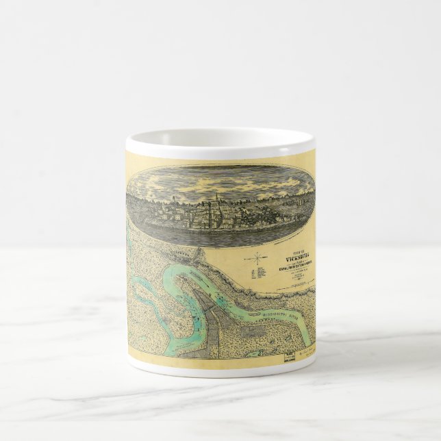 Caneca De Café Mapa da era da guerra civil de Vicksburg (Centro)