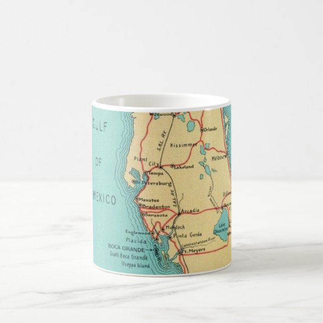 Caneca De Café Mapa da Flórida da Ilha Useppa, Boca Grande (Centro)