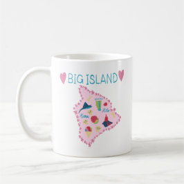 Caneca De Café Mapa da Grande Ilha do Havaí Ilustração Fofa em Pa