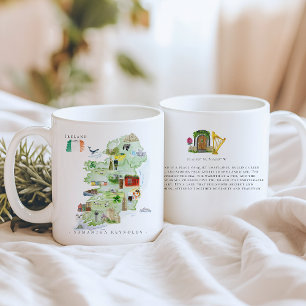 Caneca De Café Mapa da Irlanda Ilustrado à Aguarela Monograma