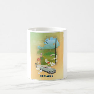 Caneca De Café Mapa da Irlanda - viagens vintage