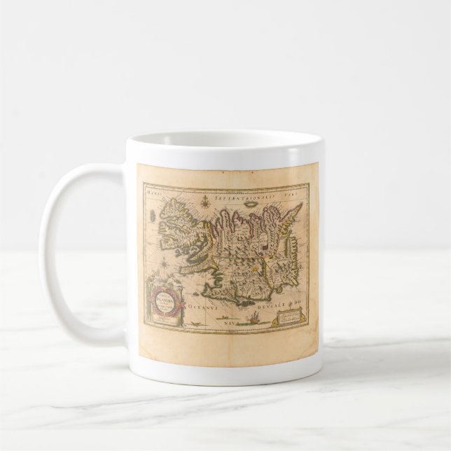 Caneca De Café Mapa da Islândia (Blaeu, 1645) (Esquerda)