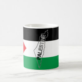 Caneca De Café Mapa da Palestina Livre sobre a Bandeira da Palest