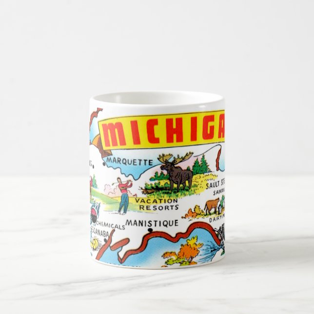 Caneca De Café Mapa da Península Superior de Michigan (Centro)