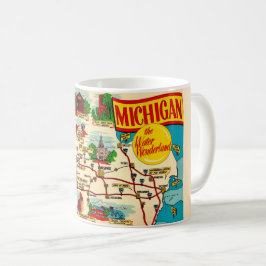 Caneca De Café Mapa da Terra das Maravilhas do Michigan