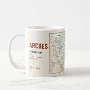 Caneca De Café Mapa da Trilha de Hiking do Parque Nacional Arches