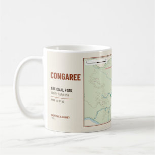 Caneca De Café Mapa da Trilha do Parque Nacional Congaree em Cane