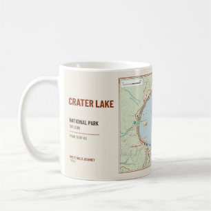 Caneca De Café Mapa da Trilha do Parque Nacional Crater Lake em C