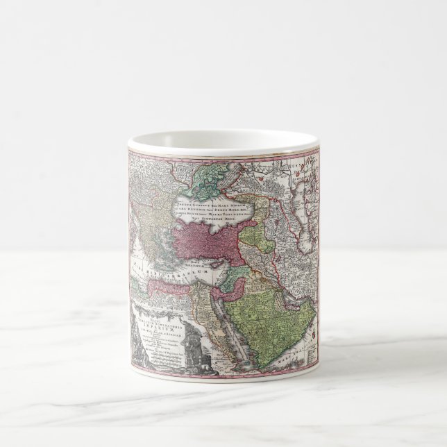 Caneca De Café Mapa da Turquia em 1730 (Império Otomano) (Centro)