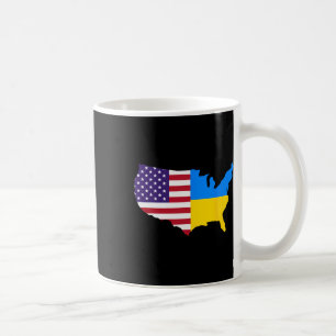 Caneca De Café Mapa da Ucrânia EUA Bandeira ucraniana Ucrânia Amé