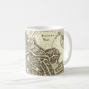 Caneca De Café Mapa da Vintage de Basileia (1642)