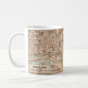 Caneca De Café Mapa da Vintagem de Barcelona