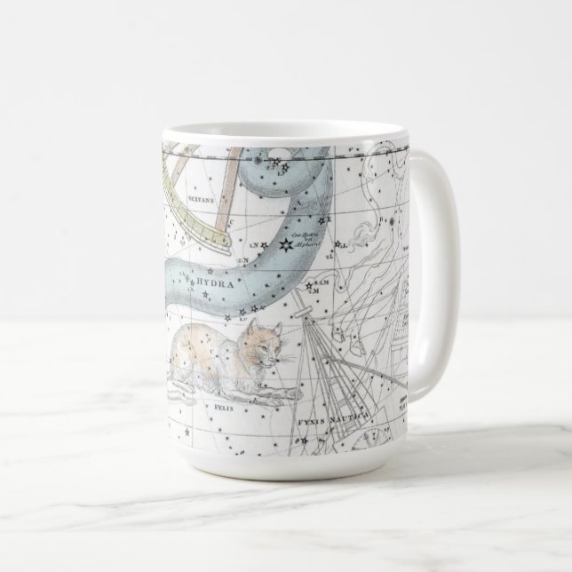 Caneca De Café Mapa das Constelações Placa XXVI (Frente Esquerda)