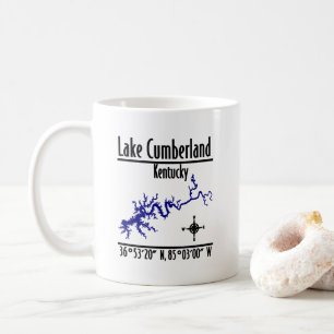 Caneca De Café Mapa das Coordenadas da Margem do Lago Cumberland 