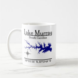 Caneca De Café Mapa das Coordenadas do Lago Murray na Carolina do