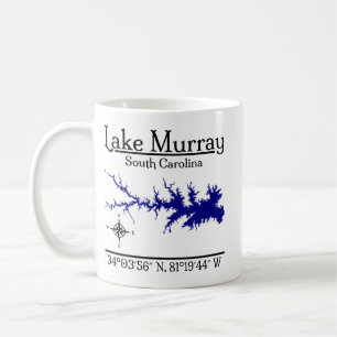 Caneca De Café Mapa das Coordenadas do Lago Murray na Carolina do