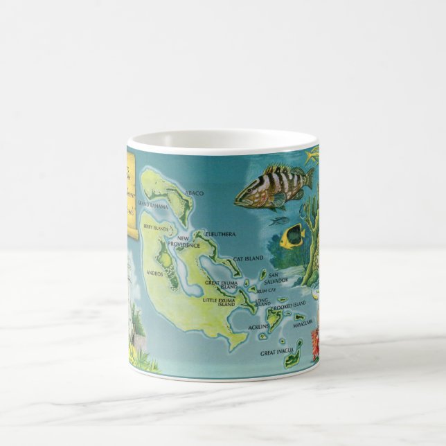 Caneca De Café Mapa das Ilhas Bahamas (Centro)