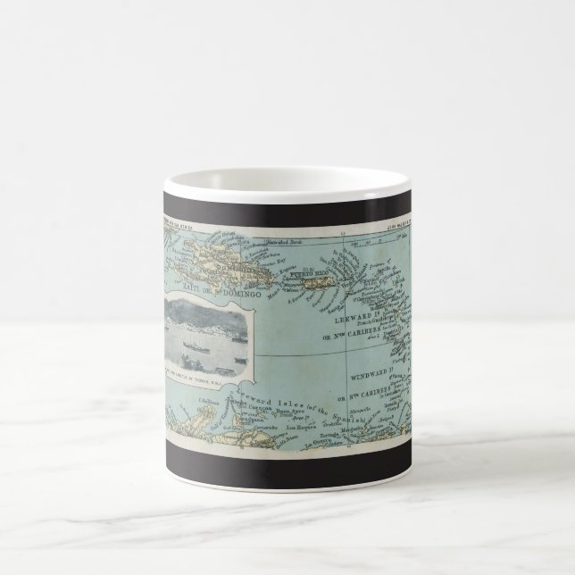 Caneca De Café Mapa das Ilhas do Caribe (Centro)