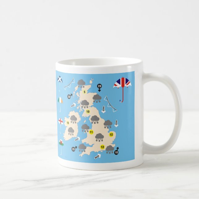 Caneca De Café Mapa das Previsões Meteorológicas Britânicas (Direita)