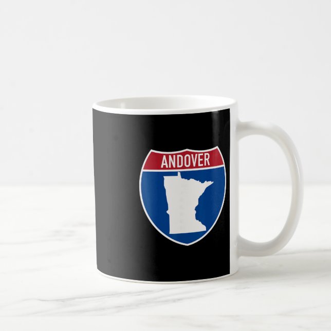 Caneca De Café Mapa de Andover Minnesota Sinal de Estrada Interes (Direita)