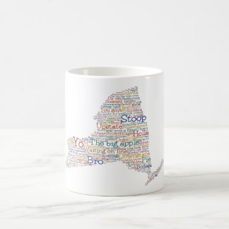 Caneca De Café Mapa de Arte do Word para o Slang de Nova York USA